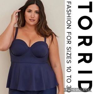 Women’s Torrid 2X Peplum Blue Underwire Swim top